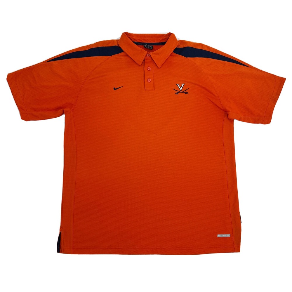 Virginia Cavaliers Shirt Men's L Orange Nike Team Sphere Dry Short Sleeve‎ Polo